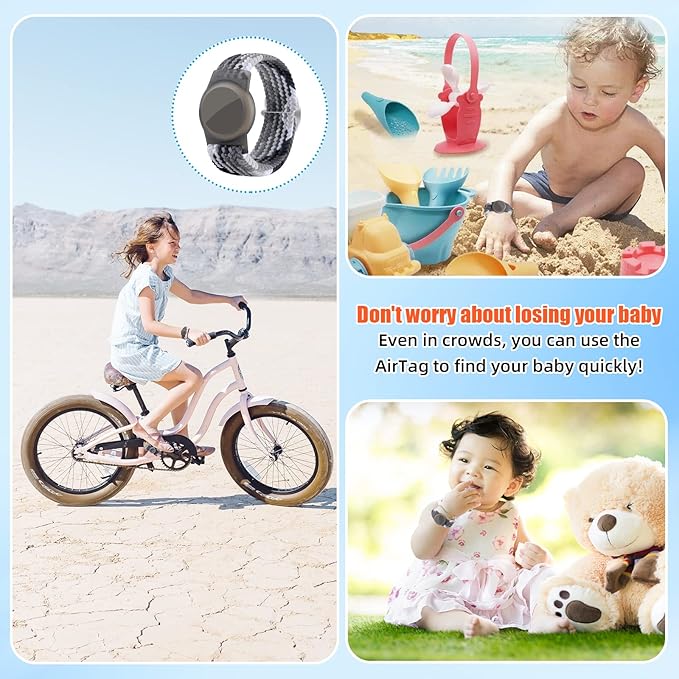 Bracelet for Kids Compatible with AirTag, Nylon Stretch Braided Air Tag Wristband, Protective Case for Airtag GPS Tracker Holder, Adjustable Elastic Watch Band for Toddler Child Elder (Rainbow)