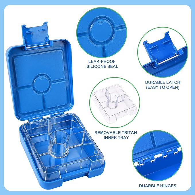 Bento Lunch Box Set With 10oz Soup Thermo, Leak-proof Lunch Containers with 4 Compartment, Kids Hot Thermo Food Jar/Insulation Lunch Bag, Food Containers for School（Dinosaur）