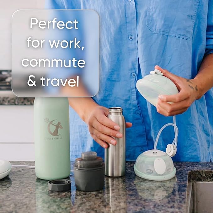 CERES CHILL OG Breastmilk Chiller, Reusable Storage Container, Up to 34 oz. - Bottle Cooler Keeps Milk at Safe Temperatures for Up to 20 Hours, Connects w/Most Pumps (Black)