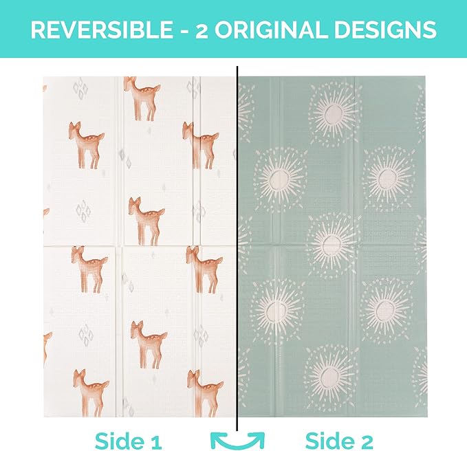 JumpOff Jo - Extra Large Waterproof Foam Padded Play Mat for Infants, Babies, Toddlers, Play Pens & Tummy Time, Foldable Activity Mat, 77 x 70 x 0.6 inches