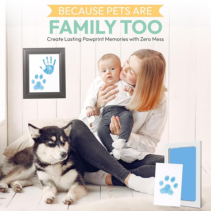 Clean Touch Ink Pad for Baby Handprints and Footprints – Inkless Infant Hand & Foot Stamp – Safe for Babies, Doesn’t Touch Skin – Perfect Family Memory or Gift – Blue Print Kit by Tiny Gifts