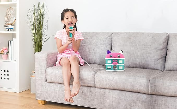 eKids Sing Along Boom Box Speaker with Microphone, Kids Karaoke Machine with Built in Music (Gabby)