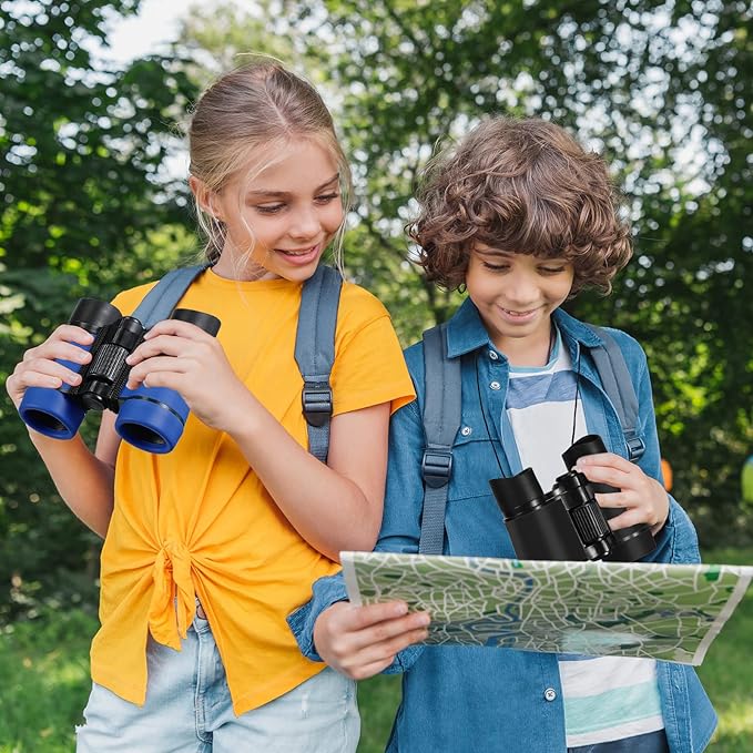 6 Pack Kids Binoculars Shock Proof Toy Binoculars Set for Age 3-12 Years Boys Girls Hunting Folding Small Telescope Birthday Gifts Bird Watching Educational Learning Camping Outdoor (Stylish Colors)