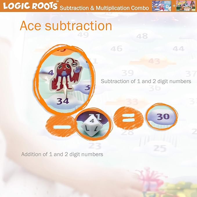 Addition and Subtraction Games - Pack of 2, Cloud Hoppers &Say Cheese Cafe, Math Board Games and STEM Toys for 5-9 Year Olds, Gift for Kids (Girls & Boys), Homeschoolers, Grade 1 & Up