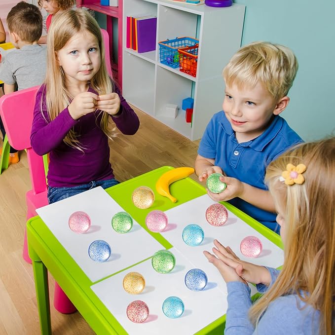 JOYIN 24 PCS Glitter Bouncy Balls, 6 Styles 32mm Assorted Bouncy Balls Bulk with Storage Bag, Bounce Toys for Kids Party Favors Birthdays Gifts Goodie Bags Stuffers Carnival Prizes