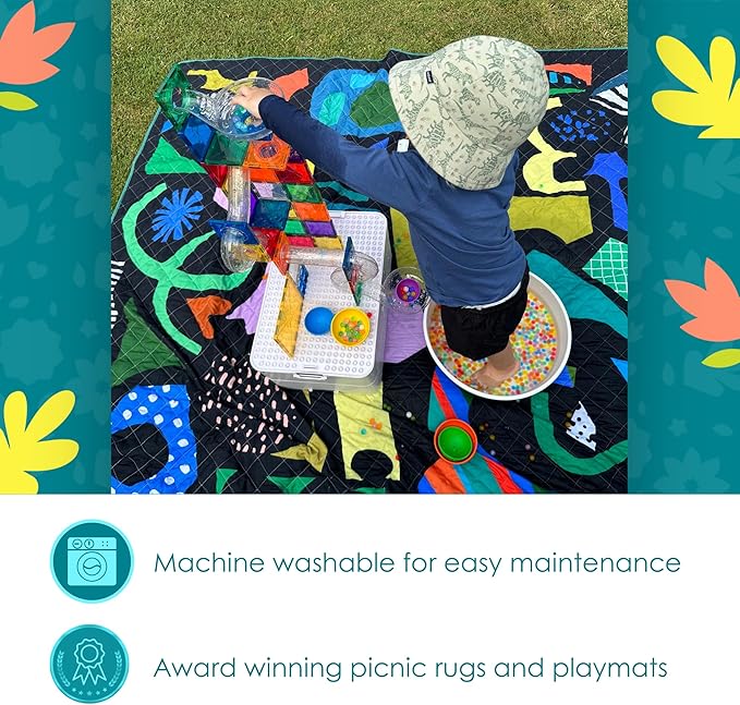 Jumbo Picnic Rug, Large Picnic Mat, 6'7" x 6'7", Outdoor Waterproof Picnic Blanket Beach Mat, Foldable & Waterproof, Picnic Blankets Ideal for Beach & Park, Outdoor Blanket, Rock Candy