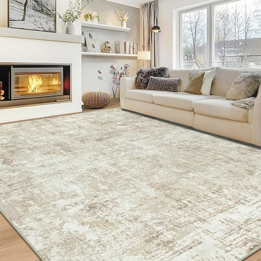 10x14 Area Rugs Large Living Room Rug Washable: Modern Abstract Rug Indoor Modern Carpet Non Slip for Dining Room Bedroom Nursery Home Office Beige