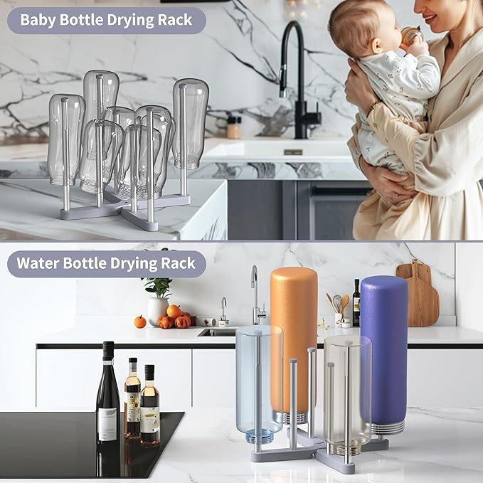Baby Bottle Drying Rack, Reusable Bag Drying Rack, Water Bottle Drying Rack, Collapsible Drying Rack for Cups, Mugs and Glass, Sports Bottle Drying Rack