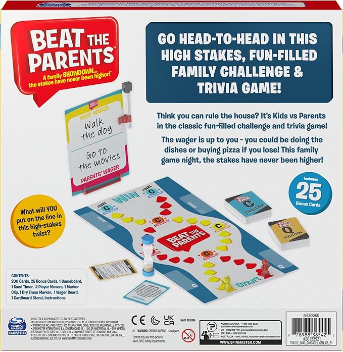 Beat The Parents Classic Family Trivia Game, Kids Vs Parents, with 25 Bonus Cards for Ages 6 and up (Amazon Exclusive)