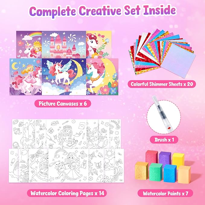 JoyCat Paint with Water Coloring Books, Art & Craft Activity, Princess No Mess Art for Kids Ages 4-8, Craft Kits & Supplies, DIY Creative Activity, Presents for Girls & Boys