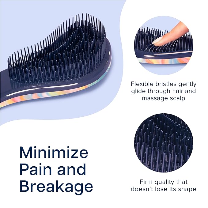 Crave Naturals Glide Thru Hair Brush - Detangler Brush for Curly, Straight, Wet or Dry Hair - Gentle Detangling Brushes for Adults, Kids, Toddlers - Hair Accessories for Women - 7.5x3 Soft Hazy Swirl