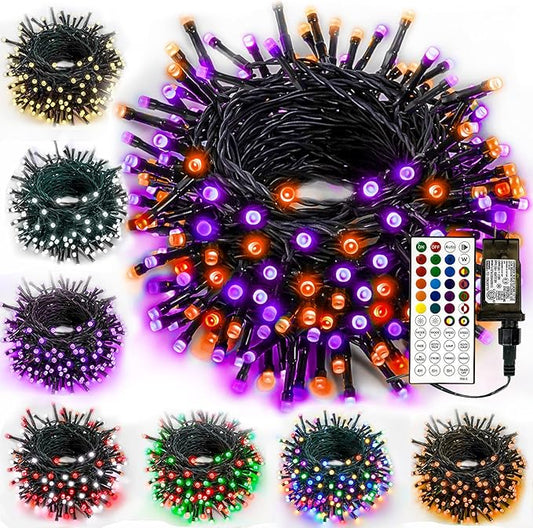 Albelt Smart Color Changing Halloween Lights, Christmas Decoration Lights with Remote & Timer, 66 FT 200 LED RGB Twinkle Fairy String Light Waterproof for Indoor Outdoor Fall Xmas Tree Decor