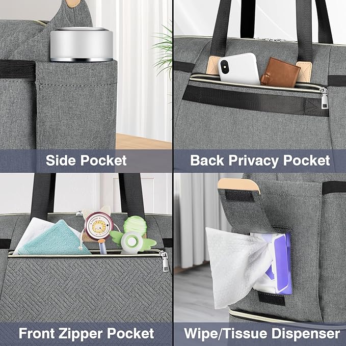 ITIEZY Diaper Bag Tote for Baby - Large Mommy Bag with Portable Changing Pad Pacifier Case, Hospital Bags Travel Baby Bag