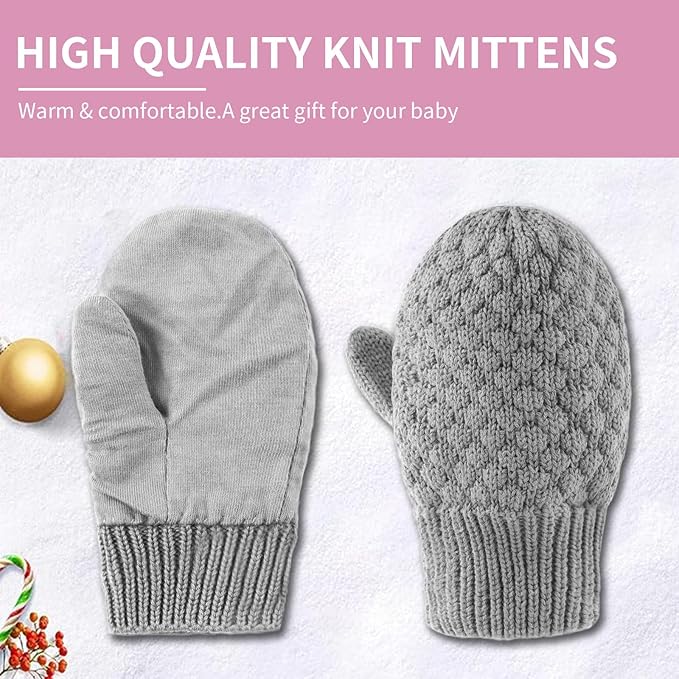 Baby Knit Mittens Toddler Boys Girls Gloves Winter Infant Newborn No Scratch Mitten 0-3 Years
