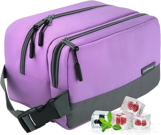 Cerbonny Small Cooler Bag Freezable Lunch Bag, Small Lunch Bag Insulated with Ice Pack, Double Layer Insulated Snack Bag for Work School Trip, Mini Cooler Bag Ideal for Fresh Snacks (Purple Double)