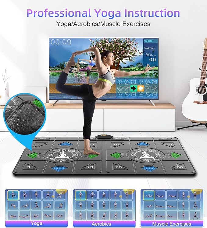 FWFX Dance Mat for Kids and Adults, 2-Player Musical Electronic Dancing Game for TV, Active Indoor Game for Family Parties & Basement Fun - Birthday for Boys, Girls (Gray)
