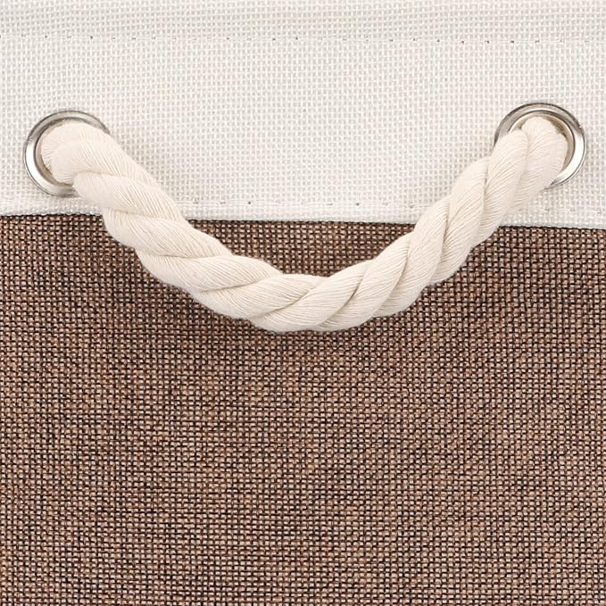 Bidtakay Large Storage Baskets with Handles for Organizing 16" x 11.8" x 11.8" Rustic Shelf Baskets [2-Pack] Foldable Clothes Baskets Fabric Collapsible Bins for Closet (White&Earthy Brown)