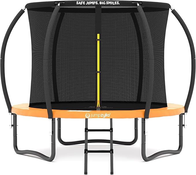 JUMPZYLLA Trampoline Outdoor 8FT 10FT 12FT 14FT 15FT 16FT with Enclosure and Ladder, ASTM Approved Recreational Trampoline for Kids and Adults, Anti-Rust Coated Frame