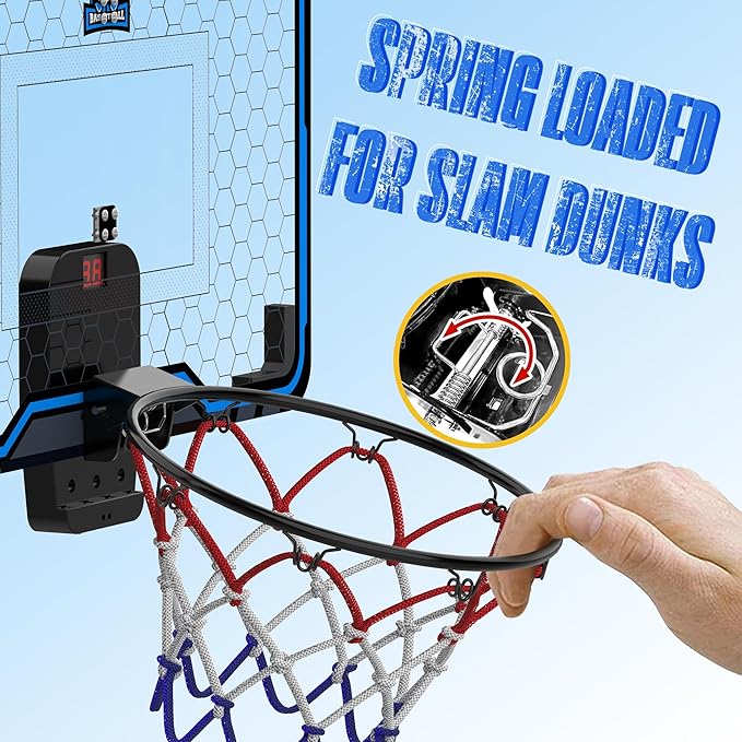 HopeRock Large Indoor Basketball Hoop for Kids Teens Adults, 24 X 16 Inch Over The Door Basketball Hoops with Electronic Scoreboard, Basketball Toys Birthday Gifts for Boys Girls