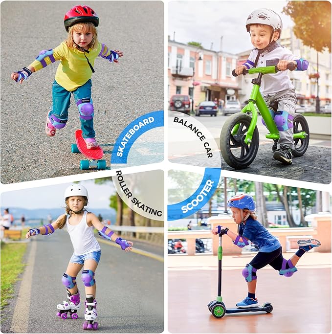 BOSONER Kids/Youth Knee Pad Elbow Pads for Roller Skates Cycling BMX Bike Skateboard Inline Rollerblading, Skating Skatings Scooter Riding Sports