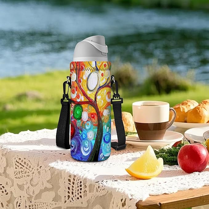 AUPET Water Bottle Sling Bag Carrier Crossbody Sleeve,Insulated Neoprene Bottle Case Holder Pouch Cover 500ML/17oz with Shoulder Strap for Walking Women Men