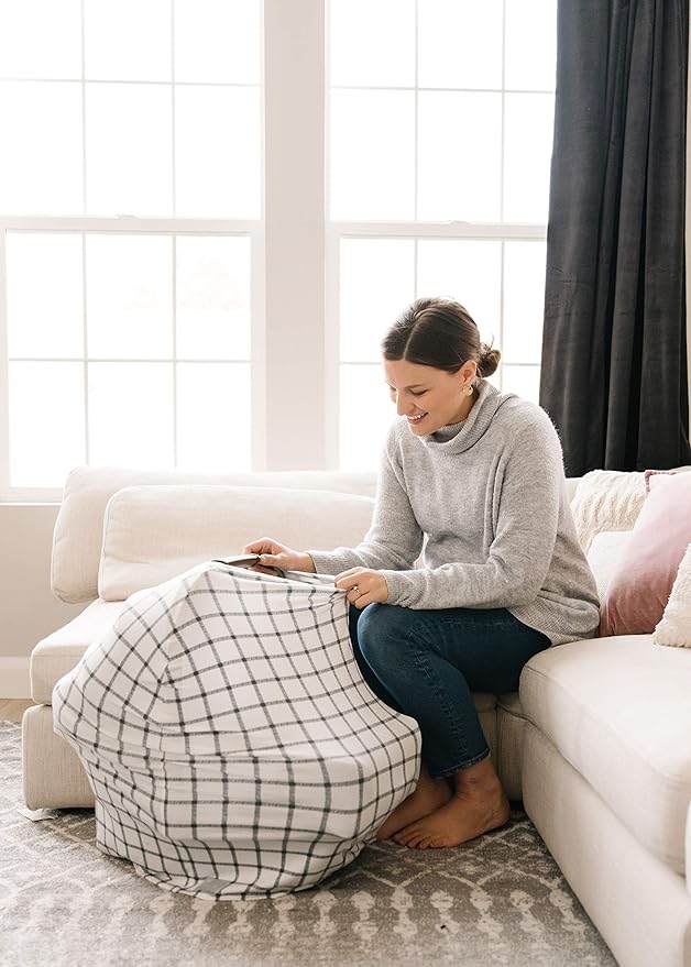 Baby Car Seat Cover Canopy and Nursing Cover Multi-Use Stretchy 5 in 1 Gift Ledger by Copper Pearl