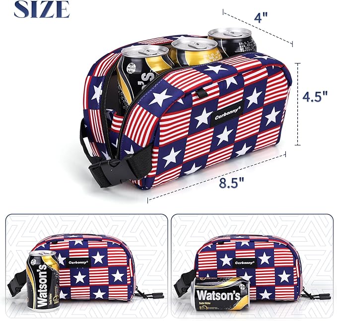 Cerbonny Small Cooler Bag Freezable Lunch Bag for Work School Travel, Leak-proof Insulated Eco-friendly Lunch Bag, 2.5L, Flag