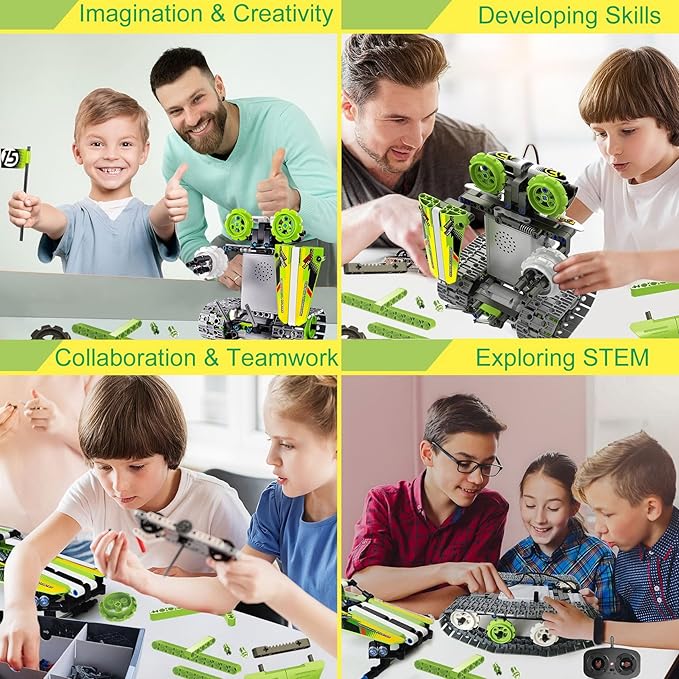 BIRANCO. Remote Control Tracked 3in1 Stunt Racer Building Kit - RC Car STEM Construction Toy, Gift Idea for Kids, Boys and Girls Ages 8-12 Year Old (353 Pcs)