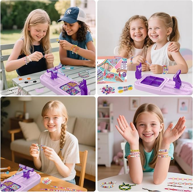 Arts and Crafts for Kids Ages 8-12,Friendship Bracelet Making Kit for Girl,DIY Arts and Crafts Maker for Kids,Jewelry Making Kit Christmas Gifts for Ages 6 7 8 9 10 11 12 Year Old (Purple)