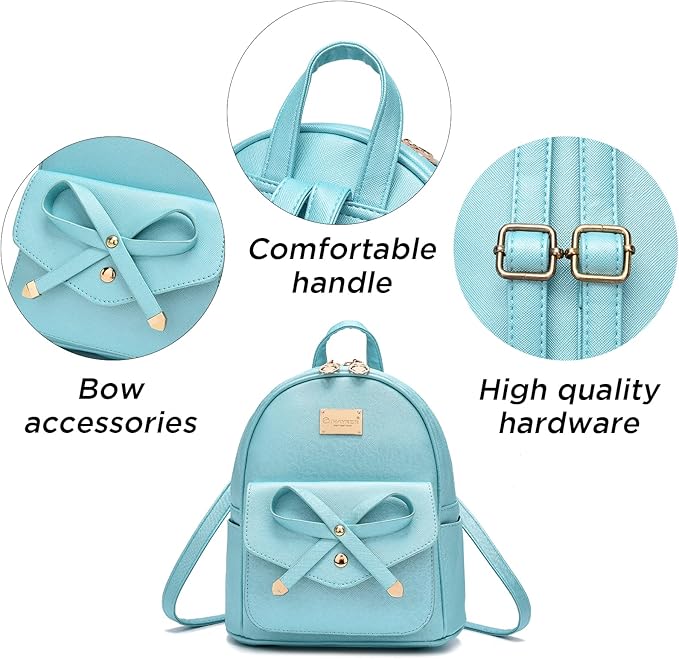I IHAYNER Girls Bowknot Cute Leather Backpack Mini Backpack Purse for Women