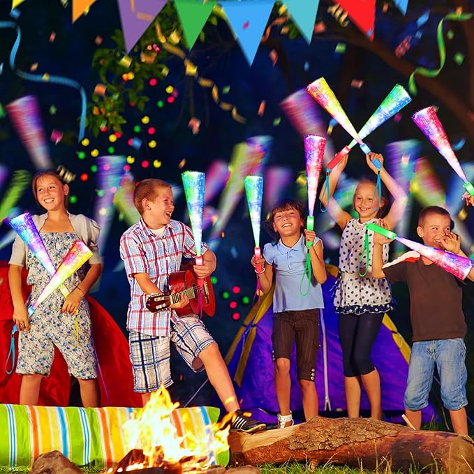 38 PCS Halloween Glow Sticks Bulk, Glow Fiber Optic Sticks, LED Light Wands, Glow in The Dark Party Supplies, Fiber Optic Wands for Weddings, Flashing LED Party Favors, Colorful Light Sticks