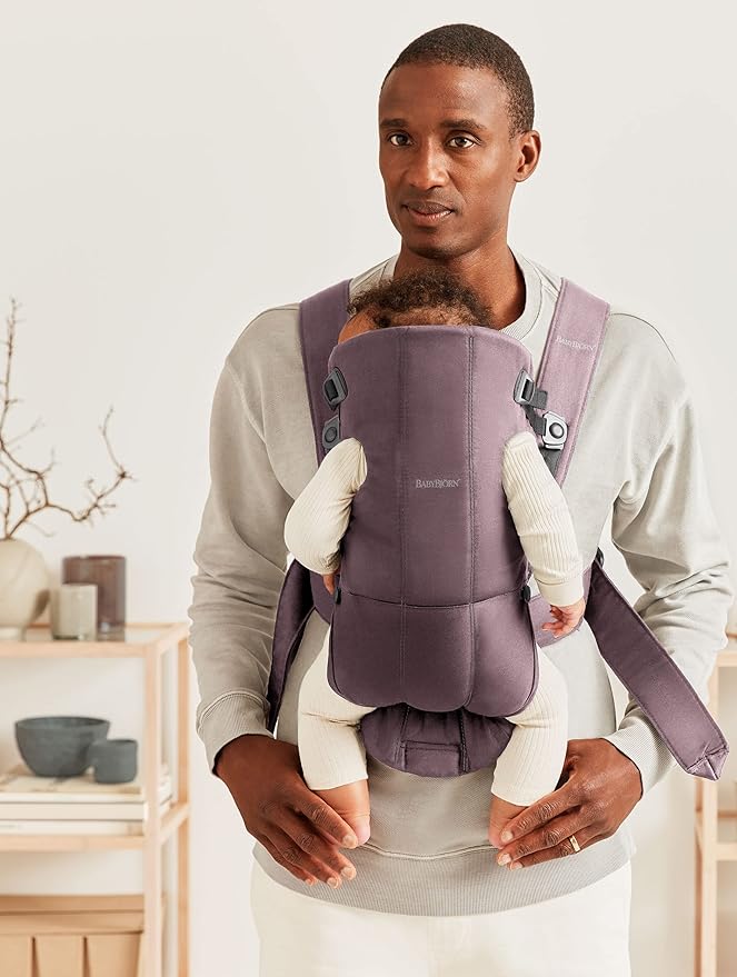 BabyBjörn Baby Carrier Mini, Cotton, Dark Purple | Newborn Carrier (7-25 lbs), Ergonomic, Easy-to-Use