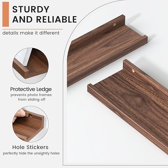 Floating Picture Ledge Shelves for Wall Set of 4, 36 Inch Wall Shelves with Lip Long Large Nursery Book Shelf for Toys Storage Kids Bookshelf Wall Mounted Living Room Bedroom Decor Frames