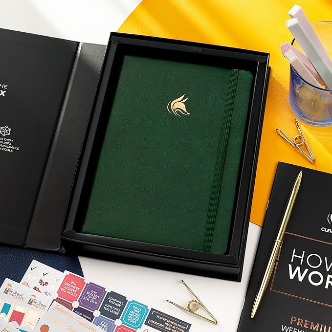 Clever Fox Planner Premium Edition – Undated Luxurious Weekly & Monthly Planner to Increase Productivity and Hit Your Goals – Organizer – Start Anytime, A5, Lasts 1 Year, Forest Green (Weekly)