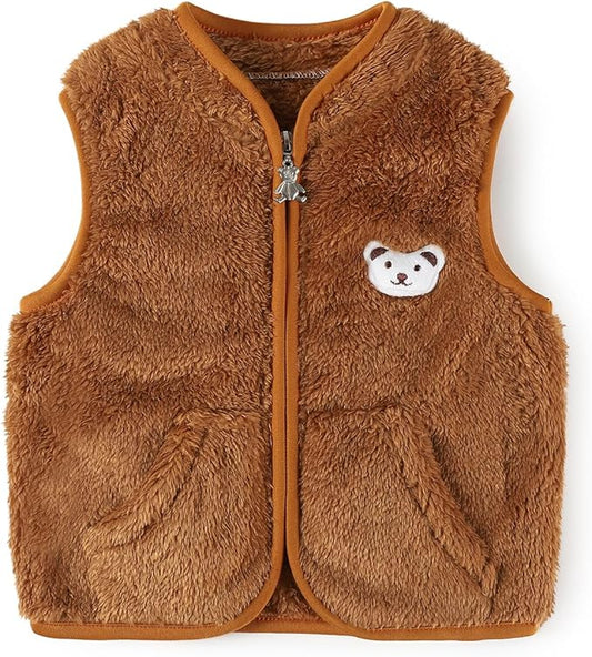 Baby Boys Girls Fleece Vest Zip Up Cute Bear Jackets Fuzzy Fall Winter Warm Clothes Newborn Outwear for Toddler Infant