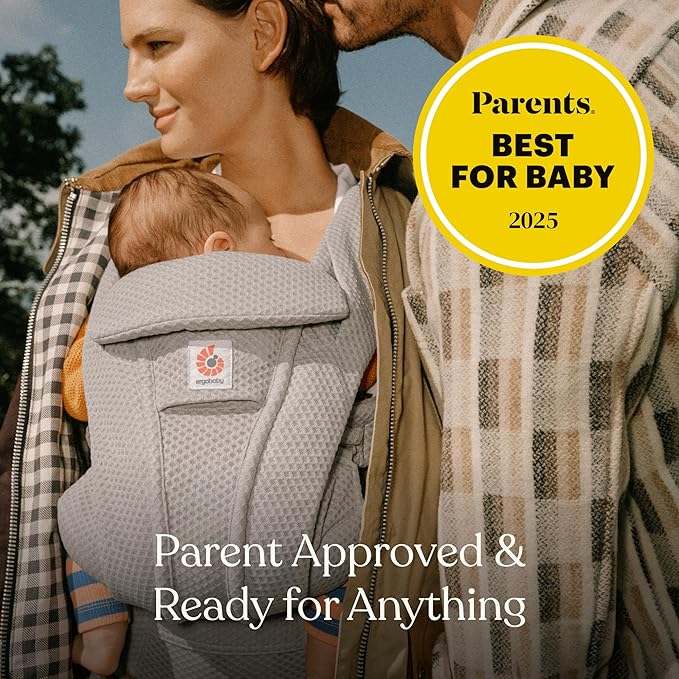 Ergobaby Omni Deluxe Baby Carrier Newborn to Toddler - Breathable Baby Carriers for Summer - All-Position Carrier with Enhanced Lumbar Support & Airflow (7-45 Pounds), Cotton, Onyx Black