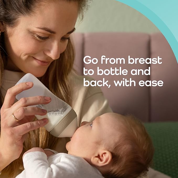 NUK Perfect Match 2-in-1 Natural and Anti-Colic 8oz Bottle with Adaptable Medium Flow Nipple, 2 Pack