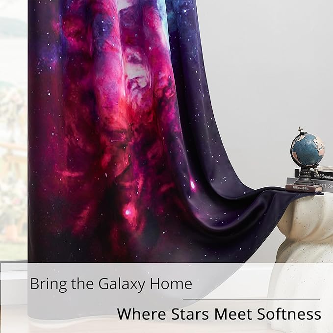 Galaxy Blackout Curtains - Space Design, 100% Blackout, 2 Panels, Each W52×L84, Thermal Insulated Curtains for Bedroom, Noise Reducing & Energy Efficient, Keeping Your Decor Looking Fresh and Vibrant