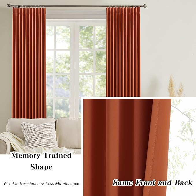 KEQIAOSUOCAI 92 Inch Custom Blackout Curtains for Living Room 2 Panels Set,Copper Pinch Pleat with Hooks Hippie Decorative Pleated Window Drapes Rustic Western Curtain for Bedroom Cabin W40 x L92