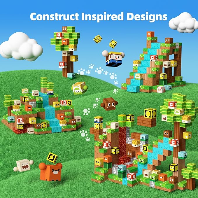 GobiDex 100PCS Magnetic Blocks Kids Building Toys for Boys Girls 3+, Game-Based Build MagWonder with Magnet Construction Toys, STEM Sensory Gift for Birthday (1 inch)