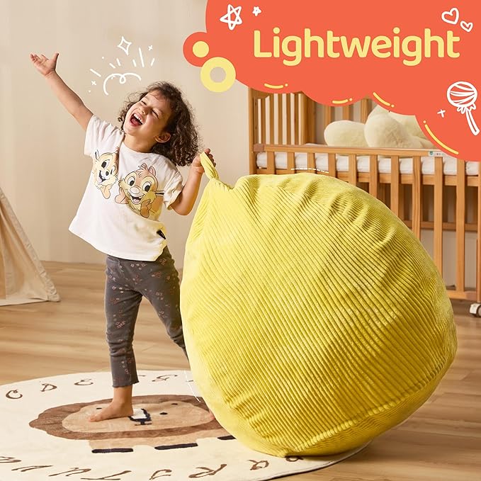 Bean Bag Chairs Teardrop Bean Bag Chair Beanbag Chair with Memory Foam Filled Machine Washable Cover for Living Room, Bedroom (Small,Yellow)