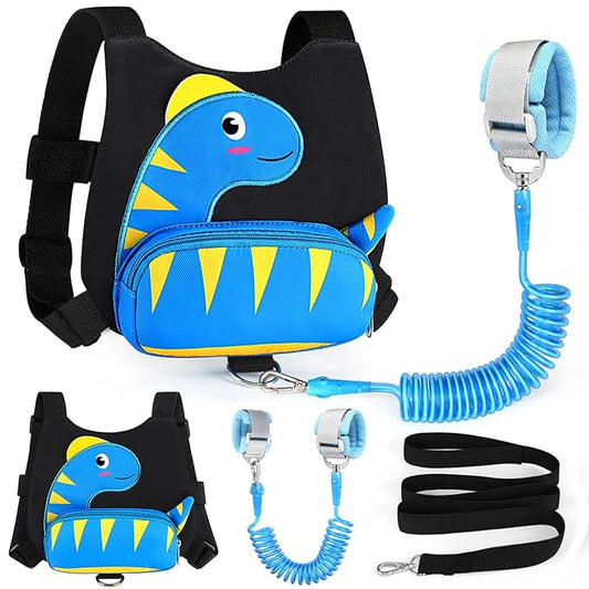 Accmor Toddler Harness Wrist Leash with Anti Lost Wrist Link, Cute Dinosaur Kids Back Pack Child Walking Restraints Holder Straps Belt Tether to Keep Baby Boys Girls Close While Outdoor