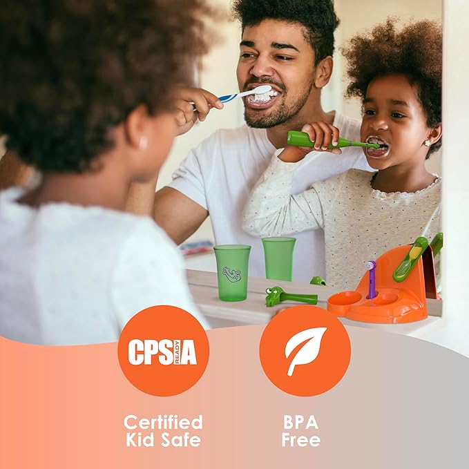 Brusheez Kids’ Electric Toothbrush Set - Safe & Effective for Ages 3+ - Parent Tested & Approved with Gentle Bristles, 2 Brush Heads, Rinse Cup, 2-Minute Timer, & Storage Base (Shadow The Shark)