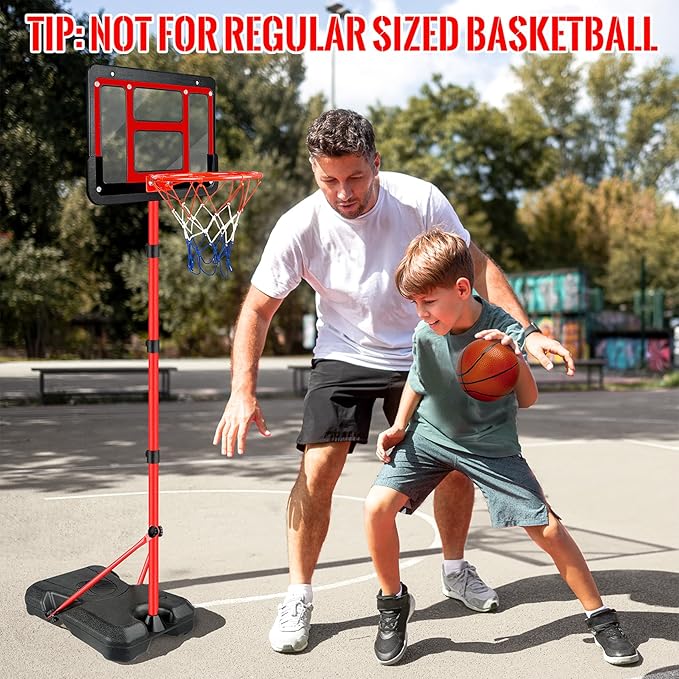 Kids Basketball Hoop with Stand, Adjustable Basketball Set, Toddler Basketball Toys for Boys Age 3 4 5 6 7 8, Indoor Outdoor Backyard Sport Game Gifts
