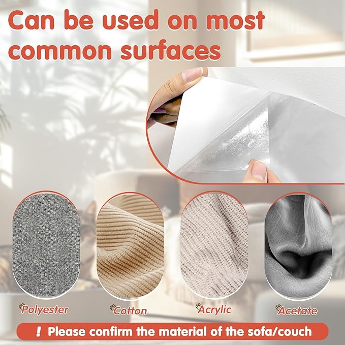 18 Pcs Large Cat Scratch Furniture Protector, Transparent Couch Protector from Cat Claws, Single-Sided Self Adhesive Anti Pet Deterrent Sofa Cover, 14in