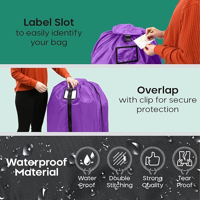 reperkid Large Stroller Bag for Airplane Travel, Purple, 47" H x 24" W x 15" D, Fits Most Large, Single, Double, Jogging Strollers – Premium Waterproof Cover, Adjustable Shoulder Straps
