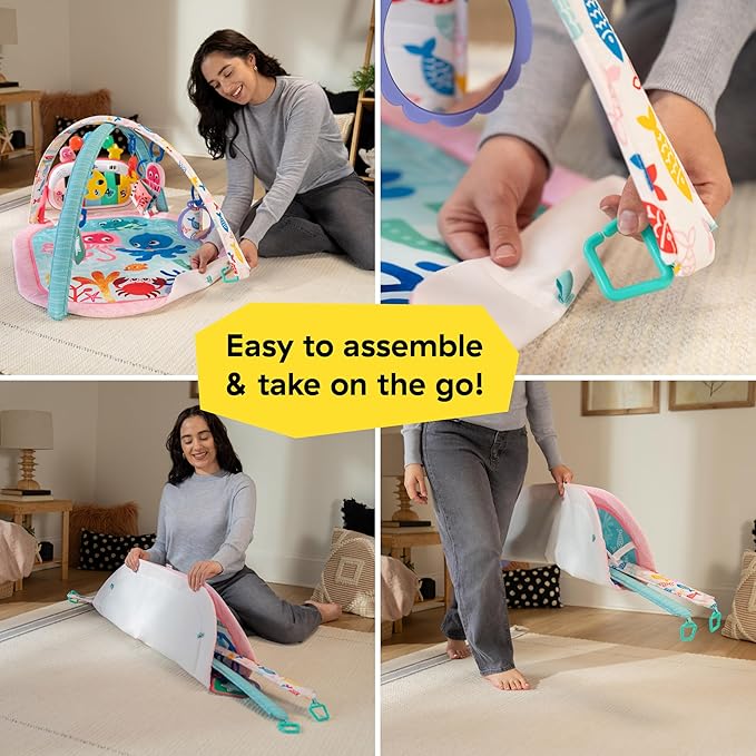 Baby Einstein Ocean Explorers 4-in-1 Kickin Tunes Jellyfish Jamboree Music & Language Discovery Gym, Pink, Ages 0 Months and Up