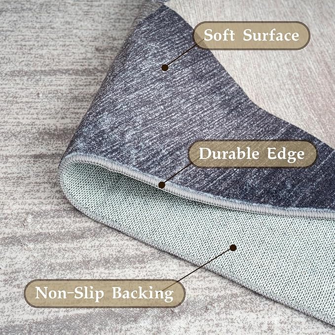 HOMFINE Washable Modern Area Rug - Geometry Style 6x9 Rugs for Living Room, Bedroom, Machine Washable Rug Soft Non Slip Non Shedding Area Rug - Green, 6'x9'