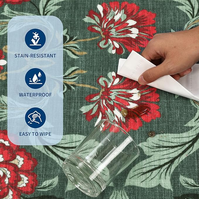 GarveeHome Floral Botanical 2x6 Washable Kitchen Runner Rugs Non Slip Grey Green Vintage Boho Cottage Long Rug for Hallways Bedroom Entryway Bathroom Mat with Rubber Back