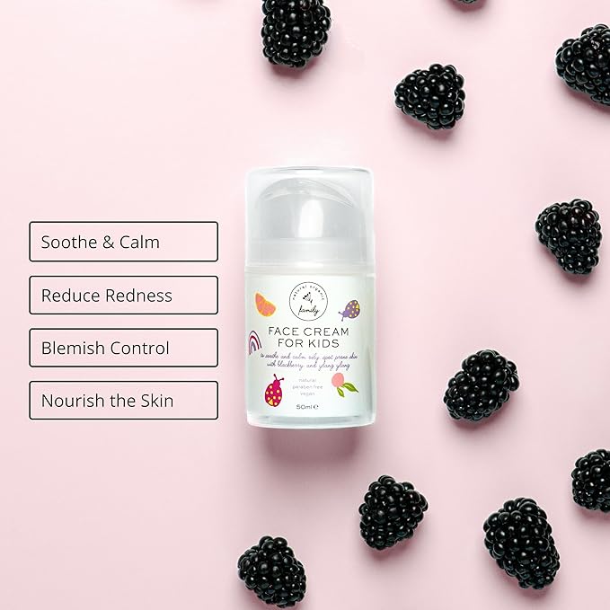 Gentle Face Cream Moisturizer for Kids and Preteens – Nourishing and Calming for All Skin Types – Natural Ingredients: Hyaluronic Acid and Vitamin E - Made in UK 50ml